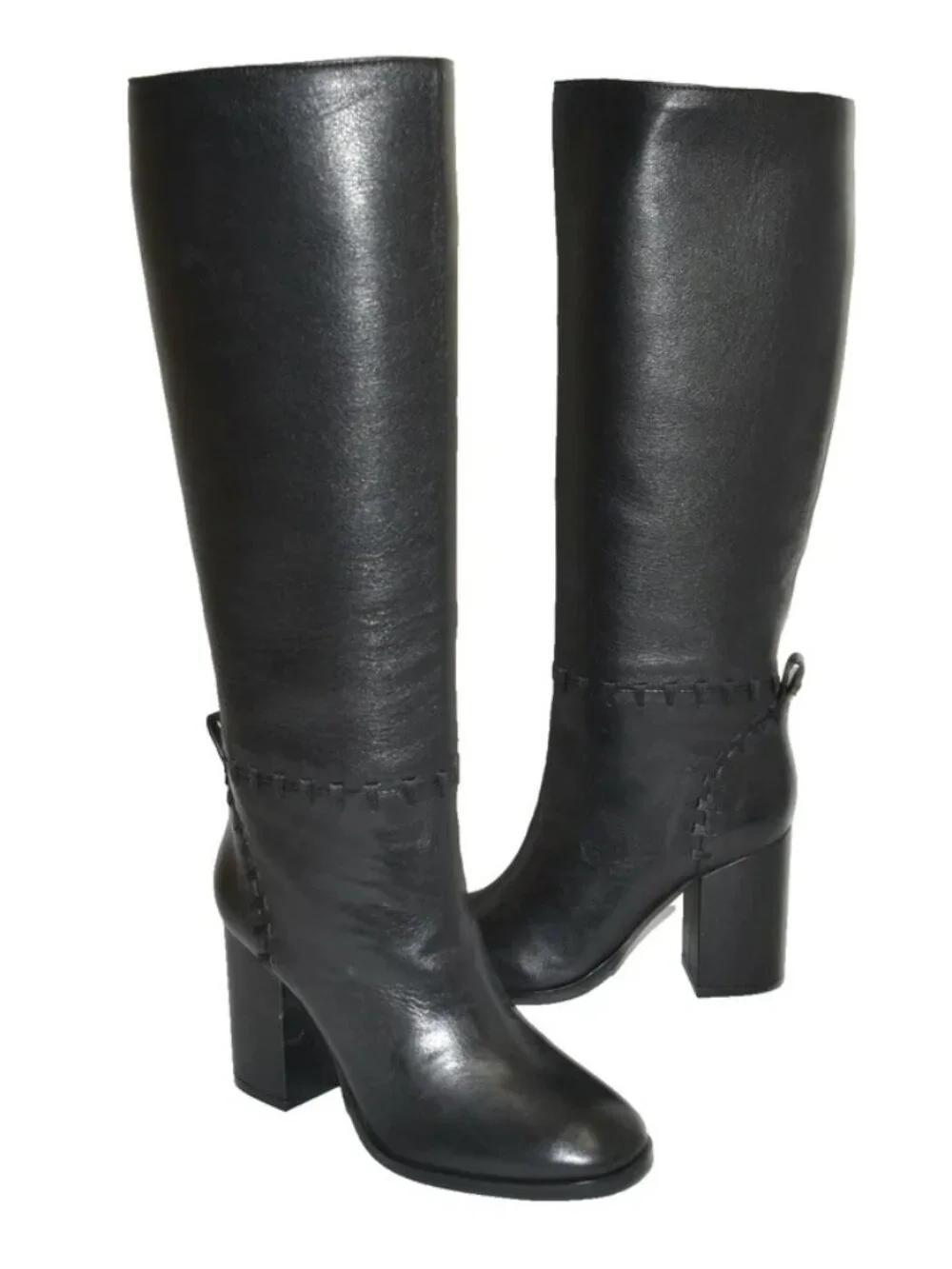 New Tory Burch Contraire Block Heel Leather Boot Black Size 6 CO1